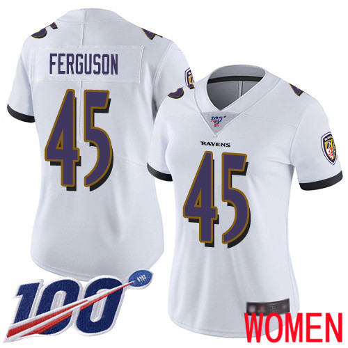 Baltimore Ravens Limited White Women Jaylon Ferguson Road Jersey NFL Football #45 100th Season Vapor Untouchable->women nfl jersey->Women Jersey